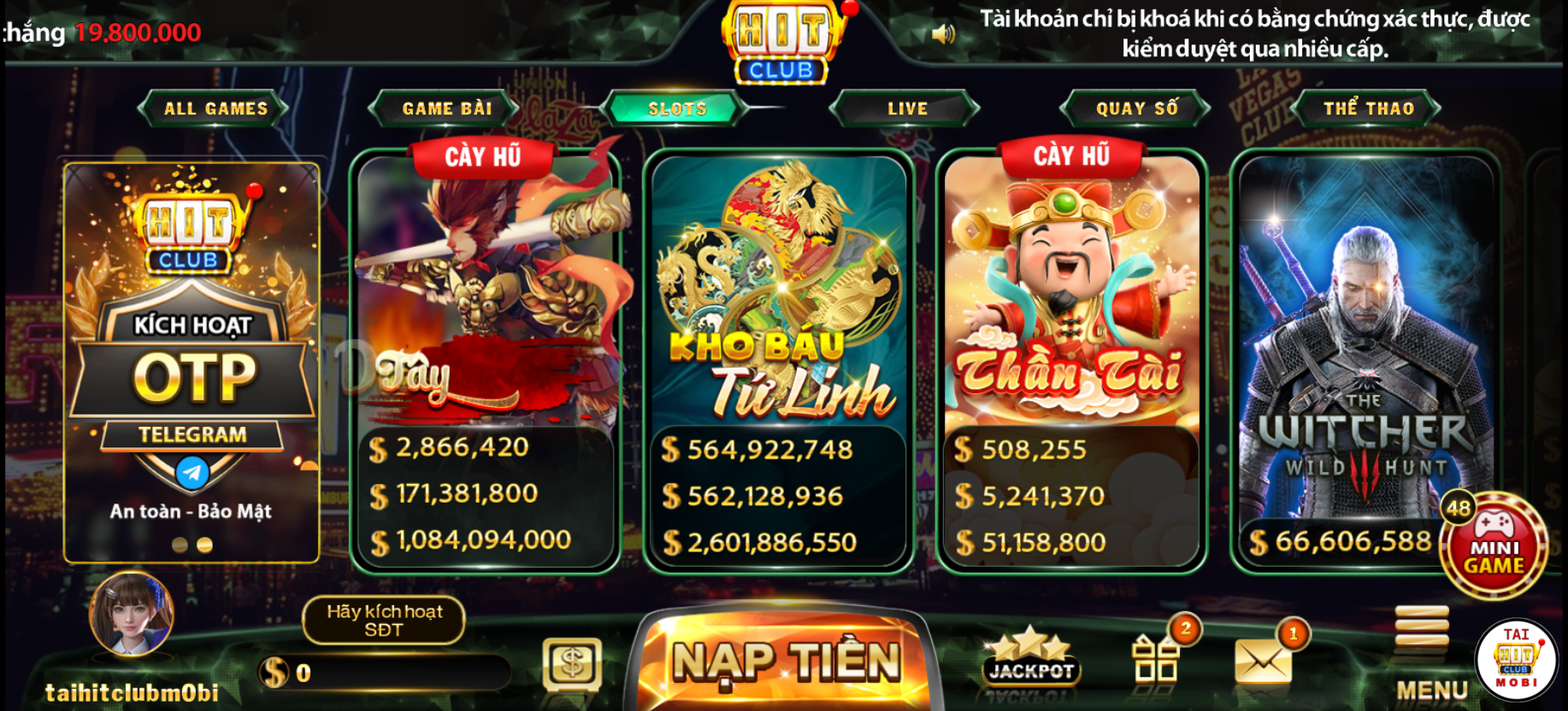 Slots game Hitclub có đồ học đẹp mắt và phần thưởng vị trí hàng tỷ đồng